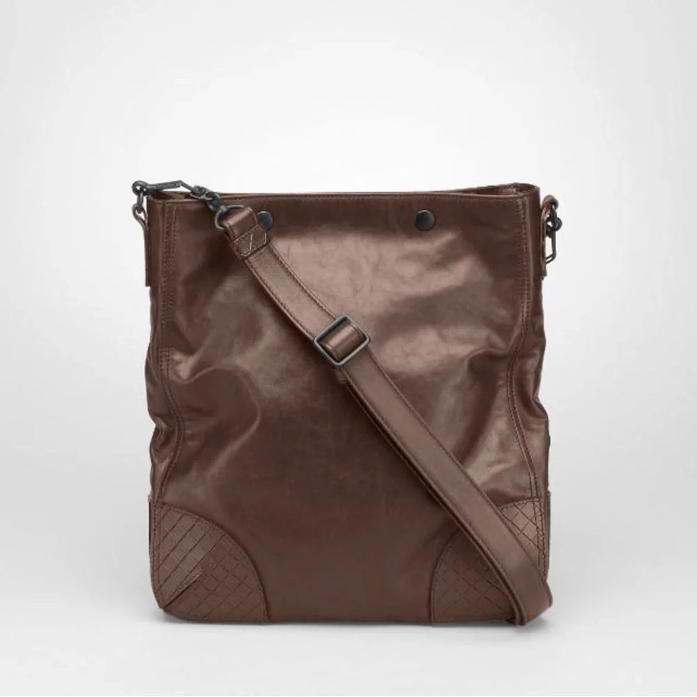 NWT Authentic Bottega Veneta Leather Crossbody Shoulder Bag Brown